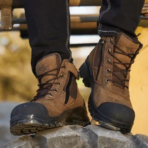 Custom Men’s Leather Safety Boots with Waterproof Steel Toe Professional Factory’s Design for Summer and Autumn Seasons