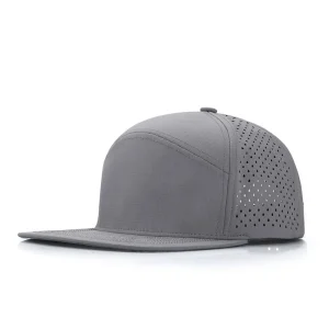 Custom Men’s Logo Snapback Caps Waterproof Water Resistant Polyester Golf Gorras Laser Cut Holes Performance 6 Panels
