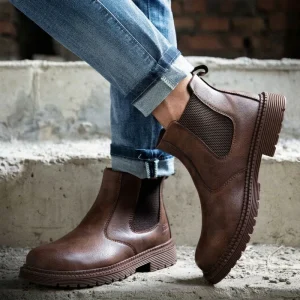 Custom Men’s Mid Cut Safety Boots Waterproof Genuine Leather Construction Work Boots
