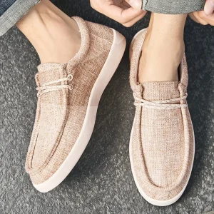 Custom Men’s Slip-On Casual Loafers Lightweight Flex Canvas Shoes Non Slip Breathable Boat Shoes for Men