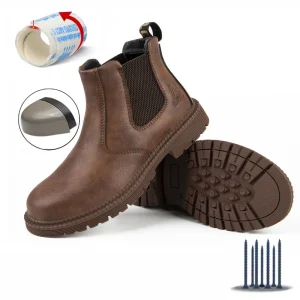 Custom Men’s Steel Toe Safety Boots Leather Microfiber Upper Anti-Slip Mid Cut Winter Casual Shoes