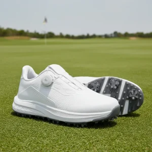 Custom Non slip Waterproof Leather Microfiber Golf Shoes Men Auto Control Shoelaces Professional Golf Shoes for Women