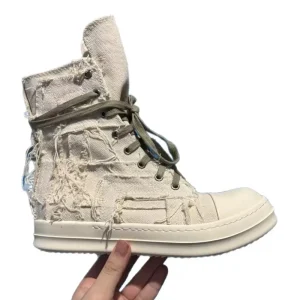 Custom Paris Thick-Soled Unisex Canvas Shoe Distressed Tassels High-top Sneaker Retro American Trendy Fashion Men Casual Shoes