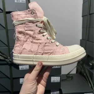 Custom Paris Thick-Soled Unisex Canvas Shoe Pink Distressed Tassel High-top Sneaker Retro Europe Trendy Fashion Men Casual Shoes