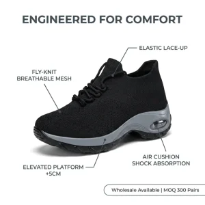 Custom Women’s Casual Slip-On Shoes Breathable Knit Mesh Upper Light Weight PU Sole Slip Resistant Fashion Comfort All Seasons