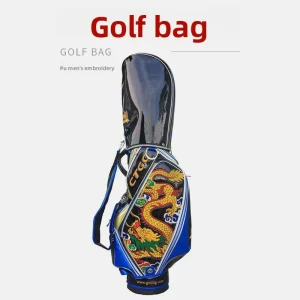 Custom-made Men’s Asian Style Dragon-themed Waterproof and Scratch-resistant Leather Golf Bag Club Bag Travel Bag