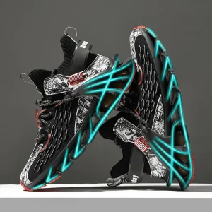 Customizable Men’s Fashion Casual Sneakers Logo Height Increasing Elevator Blade Sole Sock Design Sports Walking Running Shoes