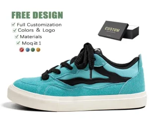Customizable Men’s Flat Fashion Blue Skateboarding Shoes New Style Casual Walking Shoes