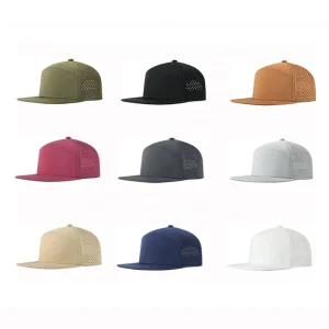 Customizable Men’s Hydro 6 Panel Golf Snapback Gorras Caps Waterproof Performance Jersey Laser Cut Hole Perforated Tropical