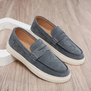 Customization Logo Luxury Designer Top Suede Cow Leather Casual Dress Shoes Flat Loafers for Men