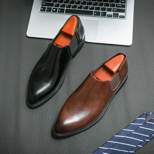 Customized Classic Low Top Casual Business Walking Wedding Pointed Synthetic Leather Shoes Lazy Driving Loafers Men’s Dress