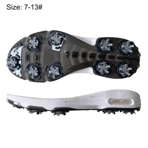 Customized Men’s Black Sneaker Shoes with Anti Slip Cleats Non Slip Outsole Soles for Golfers