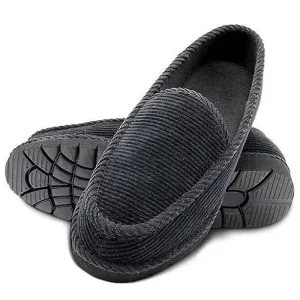 Customized Sample Men’s Comfort Memory Foam Moccasin Slippers Breathable Cotton Knit Terry Cloth House Shoes for Indoor Outdoor