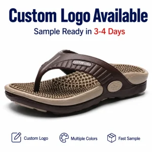 Customized logo Men’s Massage Flip Flops EVA Men Arch Support Slippers Summer Beach Antiskid Sandals