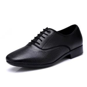 DC9018 Leather Sole Men’s Modern Indoor Ballroom Dancing Shoes Disco Tap Jazz Latin Lace Up Oxford Style Flat Dress