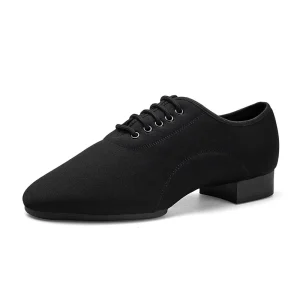 DC9020 Men’s Lace-up Nylon Upper Anti-Slippery Two Piece Bottom Big Size Latin Dance Shoes Black Mesh Lining Waltz Fast Step