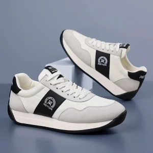 Designer Vintage Contrast Stripe Men Retro Sneakers Soft Suede Patchwork Thick Sole Streetwear Casual Trainers