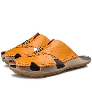DianSen 1866 Men’s Casual Shoes Summer Sandals Leather Non slip Beach Men Sandals