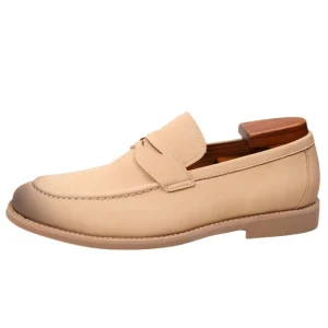 Dreamy Stark Light Color Men’s Casual Leather Loafers British Style Business Genuine Leather Slip-On Breathable