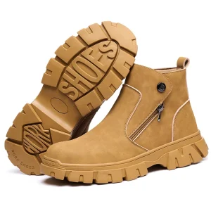 Durable Functional Men Safety Work Shoes Mid Cut Construction Protective Footwear Anti slip Microfiber Leather Steel Toe