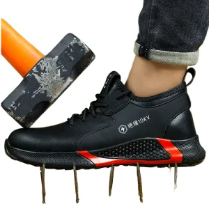 Durable Functional Men Safety Work Shoes Mid Cut Factory Construction Protective Footwear Anti-slip Mesh Steel Toe Safety Boots