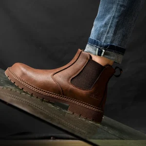 Durable Functional Men Safety Work Shoes Mid Cut Microfiber Leather Steel Toe Anti-slip Protective Construction Spring Summer