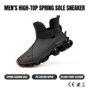 Durable Shock Proof Platform High Top Sneakers Men Velcro Strap Closure PU Upper Rubber Outsole Lightweight Cushioned Comfort