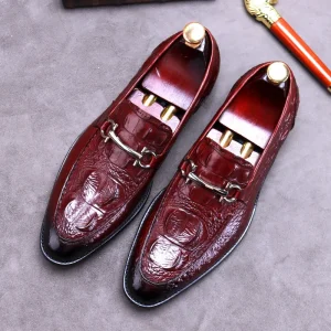Elegant British Style Men’s Leather Shoes Lightweight Breathable Comfortable Slip-On Business Formal Wedding