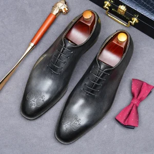 Elegant Derby Dress Shoes Men Handmade Brogue Design Genuine Cowhide Leather Light Soft Official Business Suit Shoes