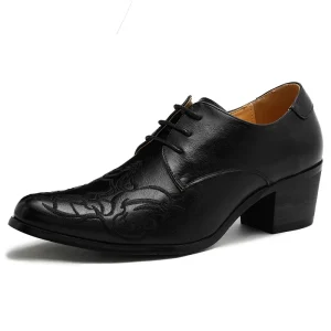 English Thick soled Casual Heightening Business Black Glossy Red soled Men’s Leather Shoes Wedding Groom Formal Wear