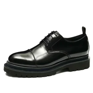 European Fashion Men’s Dress Shoes Top Layer Cowhide Solid Oxford Lace Up Business Office Suitable Color Matching for Autumn