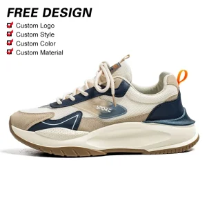 European Men’s Casual Sports Shoes Breathable Thick Sole Anti Slippery Mesh Lining Cushioning Autumn Walking