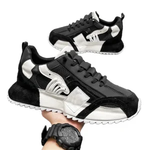 European Men’s Shoes Summer Breathable Mesh Upper Rubber Outsole Versatile Sports Casual Hidden Wedge Running Dad Shoes