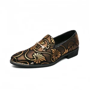 Evening Dress Shoes Hot Selling Men’s Golden Cloth Casual Slippers Loafers Fashion Trend Soft Mesh Zapatos De Hombre