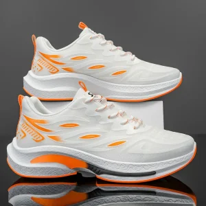 Excellent Breathable Spring Lace up Men’s Running Shoes Lightweight Mesh Upper Shock Absorbing Ultra Light Casual Trendy Outdoor