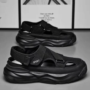 Fabric Upper Thick Sole Men’s Closed Toe Outdoor Sports Walking Sandals Summer Driving Shoes For Men