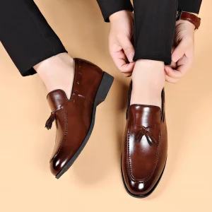 Factory Black PU Leather Walking Style Men’s Casual Dress Shoes
