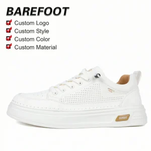 Factory Customization Custom Logo Design Breathable White Shoes Platform Tide Shiny Casual Sports Shoes Men’s Fashion Trend