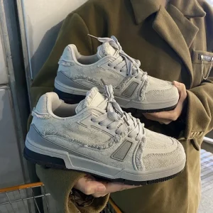 Factory Customization Logo OEM ODM Men’s Lace-up Summer Winter Breathable Wear-resistant Niche Sneakers Teenagers’ Thick-Soled
