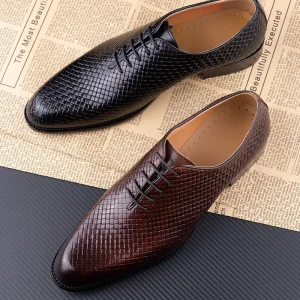 Factory Customized Men’s Luxury Italian Design Formal Dress Shoes Handcrafted Genuine Leather Office Business Lace Leather Shoe