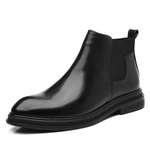 Factory Direct Men’s Plus Size Chelsea Boots Microfiber Lined Genuine Leather Breathable Slip On Toe Ankle Bootie Winter Rubber