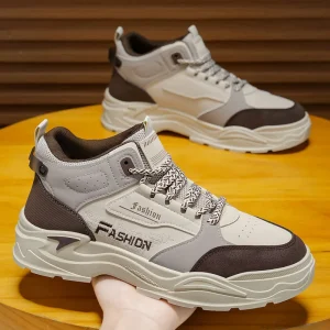 Factory Direct Men’s Shoes High Top Work Boots Men Korean Style Trendy Heighten Shoes Sports Casual Skateboarding Trendy Shoes