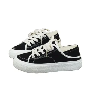 Factory Direct Men’s Two Way Wear Slip Back Platform Canvas Sneakers Lace up Low Top Half Drag Casual Skate Shoes