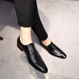 Factory Direct Oxford Shoes for Men Leather Wedding Men’s Dress Shoes Fashion Alligator Leather Shoes