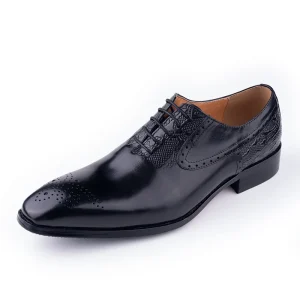 Factory Luxury Men’s Oxford Dress Shoes Handmade Genuine Leather with Printed Design for Autumn and Winter