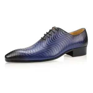 Factory Made Men’s Lace up Oxford Shoes Genuine Leather Upper Rubber Outsole Handmade Wedding Office Business Pointed Toe
