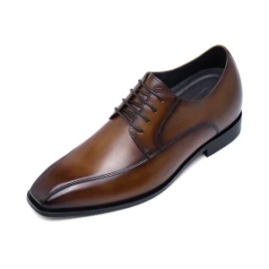 Factory Men’s Breathable Summer Height Increasing 7cm Comfortable Occident Dress Shoes Brown Derby