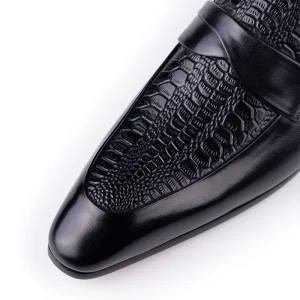 Factory Men’s Elegant Leather Loafers Pointed Toe Slip-On Black Brown Wedding Shoes