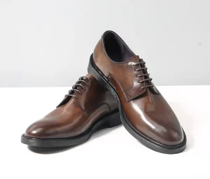 Factory Men’s Shoes Calf Leather Retro Washed GOOD YEAR Big Head Derby Trendy Casual Cowhide Shoes