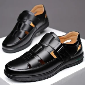 Factory Mens Shoes New Ready Stock Men’s Leather Shoes Breathable Business Casual Dress Shoes Soft Sole Summer Mens Sandals
